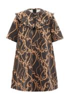 Ganni - Brocade-print Denim Mini Dress - Womens - Black Multi