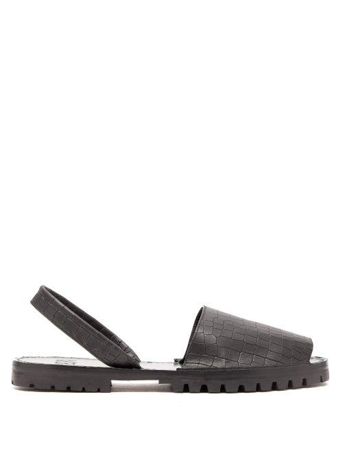 Matchesfashion.com Goya - Crocodile Effect Leather Sandals - Mens - Black