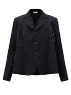 Matchesfashion.com Comme Des Garons Comme Des Garons - Flared Wool-gabardine And Satin Suit Jacket - Womens - Black Navy