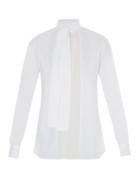 Valentino Georgette-panelled Cotton Blouse