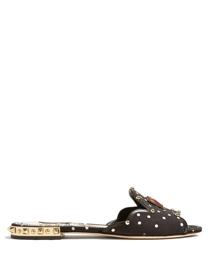 Dolce & Gabbana Embellished Polka-dot Print Slides
