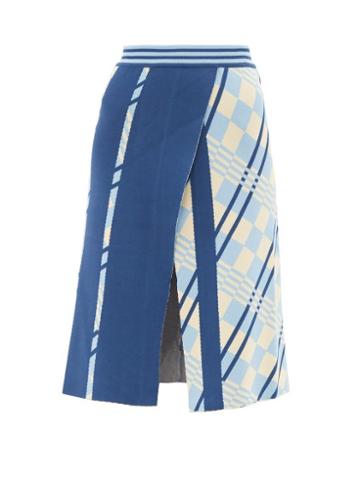 Dodo Bar Or - Clara Geometric-jacquard Ponte Di Roma Skirt - Womens - Blue