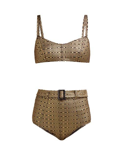 Matchesfashion.com Lisa Marie Fernandez - Genevieve High Rise Bikini - Womens - Black Gold