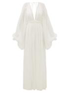 Matchesfashion.com Maison Rabih Kayrouz - Draped-sleeve Empire-waist Silk-chiffon Gown - Womens - Cream