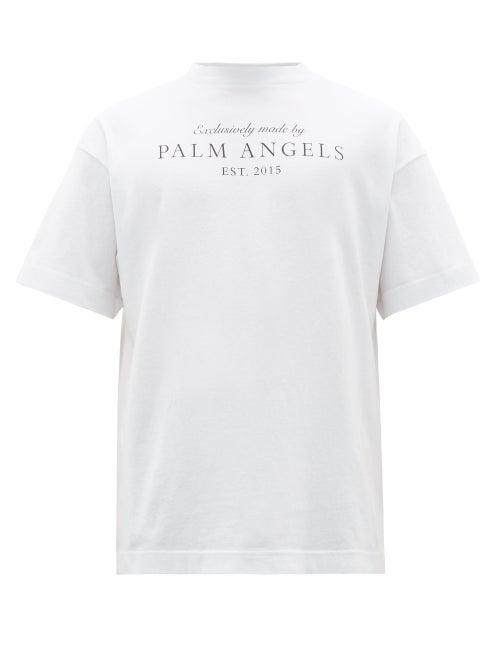 Matchesfashion.com Palm Angels - Logo Print T Shirt - Mens - White Black