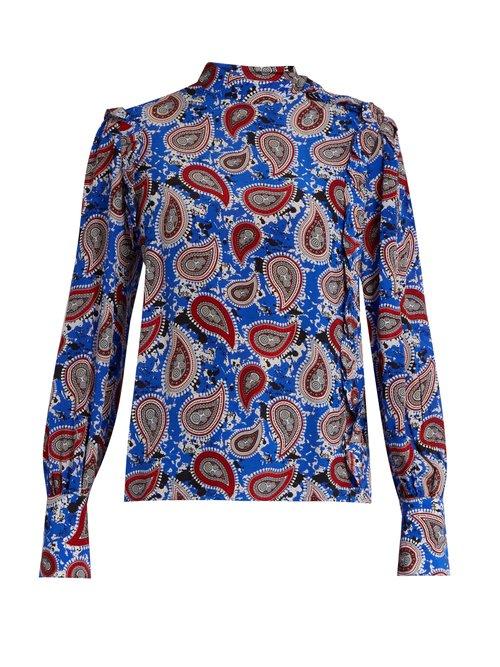 Matchesfashion.com Dodo Bar Or - Patti Paisley Print Silk Blouse - Womens - Blue Print