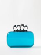 Alexander Mcqueen - Skull Four Ring Plexiglass Clutch Bag - Womens - Blue