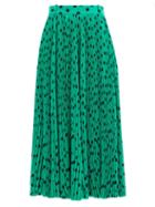 Matchesfashion.com Balenciaga - Logo-jacquard Polka-dot Silk Skirt - Womens - Green Print