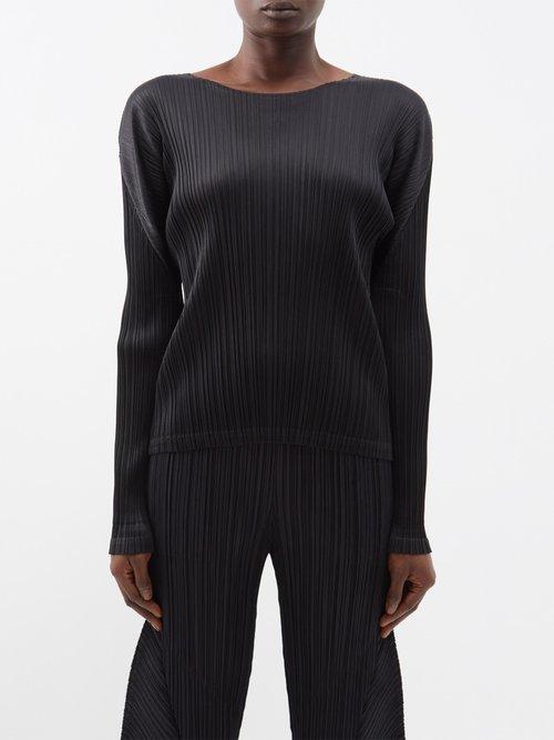 Pleats Please Issey Miyake - Technical-pleated Top - Womens - Black