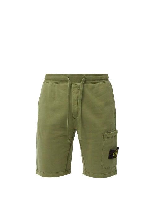 Stone Island - Logo-patch Cotton-jersey Shorts - Mens - Green