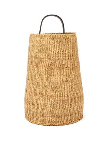 Ines Bressand - No.22 Leather-handle Woven-grass Basket Bag - Womens - Beige Multi