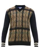 Matchesfashion.com Junya Watanabe - Brushed Jacquard Wool Blend Sweater - Mens - Khaki Navy