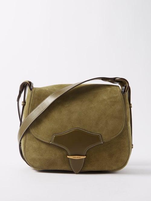 Isabel Marant - Botsy Suede And Leather Cross-body Bag - Womens - Light Khaki