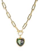 Timeless Pearly - Crystal & Gold-plated Necklace - Womens - Green Gold