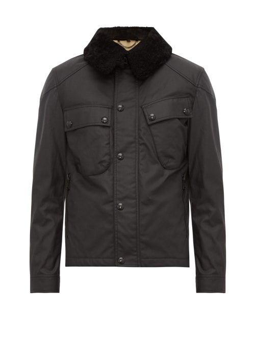 Matchesfashion.com Belstaff - Patrol Shearling Trimmed Waxed Cotton Jacket - Mens - Black
