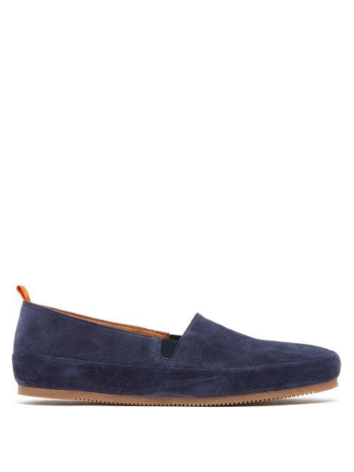 Matchesfashion.com Mulo - Suede And Shearling Slippers - Mens - Navy