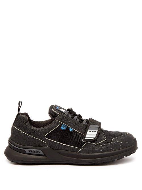 Matchesfashion.com Prada - Cracked Leather Low Top Trainers - Mens - Black