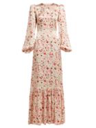 Matchesfashion.com The Vampire's Wife - Belle No.11 Botanical Print Silk Satin Dress - Womens - Pink White