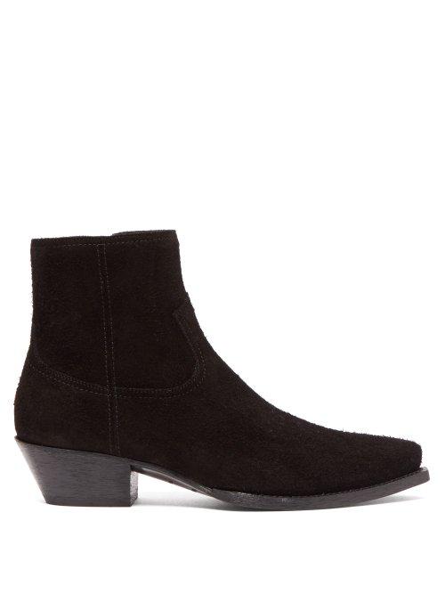 Matchesfashion.com Saint Laurent - Lukas Western Suede Ankle Boots - Womens - Black
