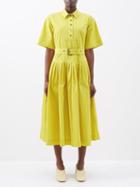 Co - Belted Cotton-blend Shirt Dress - Womens - Yellow