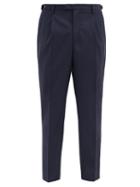Matchesfashion.com Barena Venezia - Masco Cropped Wool-herringbone Trousers - Mens - Navy
