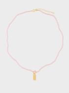 Hermina Athens - Delian Beaded & Gold-plated Necklace - Womens - Light Pink Multi