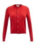 Comme Des Garons Comme Des Garons - Round-neck Wool Cardigan - Womens - Red