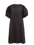 Matchesfashion.com Merlette - Aster Puff-sleeved Cotton-poplin Dress - Womens - Black