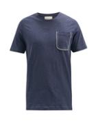 Mens Rtw Oliver Spencer - Oli Organic-cotton Jersey T-shirt - Mens - Navy