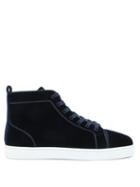 Matchesfashion.com Christian Louboutin - Louis Orlato High-top Velvet Trainers - Mens - Navy