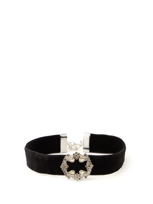 Matchesfashion.com Etro - Velvet Crystal Embellished Choker - Womens - Black