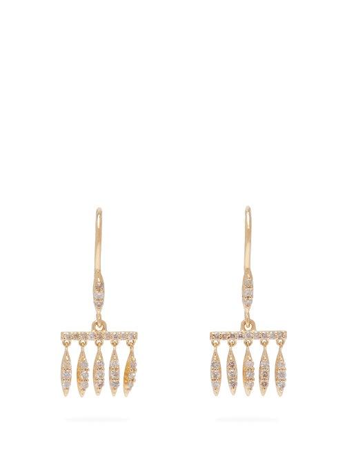 Matchesfashion.com Ileana Makri - Grass Dewdrops Diamond & 18kt Gold Earrings - Womens - Yellow Gold