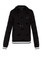 Matchesfashion.com Dolce & Gabbana - Logo Felted Stretch Jersey Hooded Sweatshirt - Mens - Black