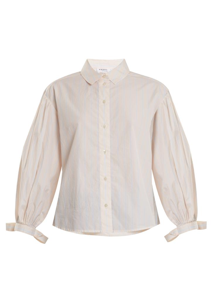 Frame Point-collar Striped Cotton Shirt