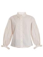 Frame Point-collar Striped Cotton Shirt