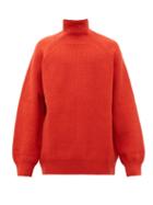 Matchesfashion.com Raey - Funnel Neck Wool Blend Sweater - Mens - Dark Orange