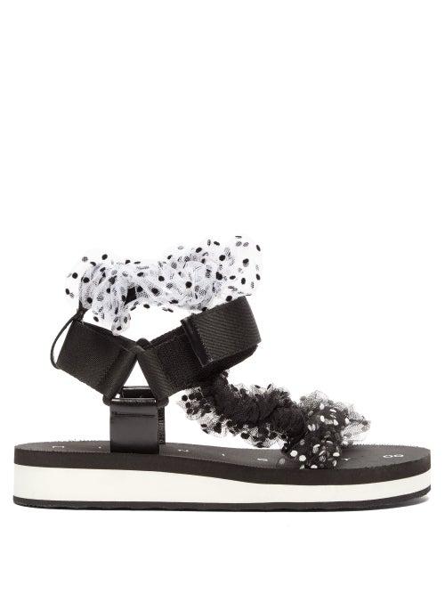 Matchesfashion.com Midnight 00 - Polka Dot Tulle Strap Sandals - Womens - White Multi