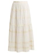 Matchesfashion.com Redvalentino - Ric Rac Trimmed Pleated Cotton Skirt - Womens - White