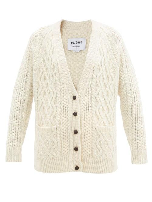 Matchesfashion.com Re/done Originals - Wool Cable-knit Cardigan - Womens - Ivory