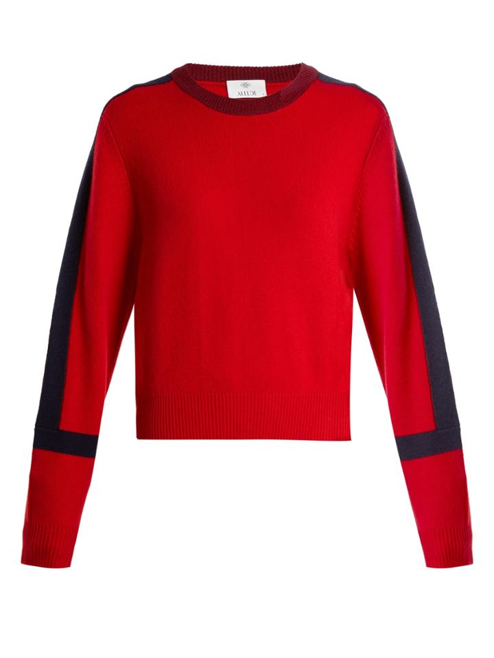 Allude Stripe-detail Cashmere Sweater