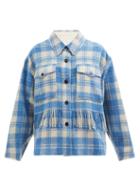 Isabel Marant Toile - Filora Check Fringed Twill Jacket - Womens - Blue Multi