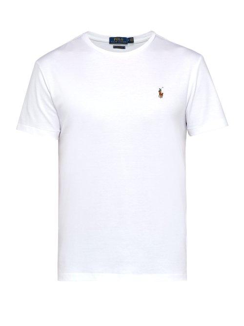 Matchesfashion.com Polo Ralph Lauren - Logo Embroidered Pima Cotton T Shirt - Mens - White