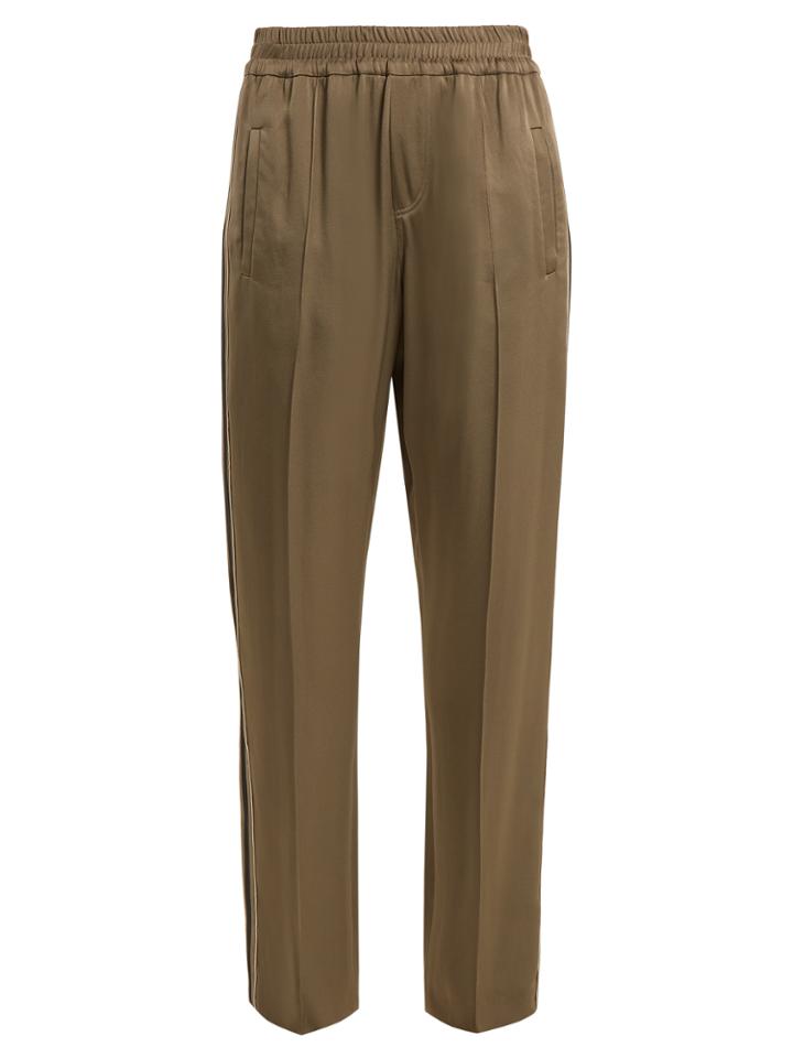 Brunello Cucinelli Side-stripe Wide-leg Satin Trousers