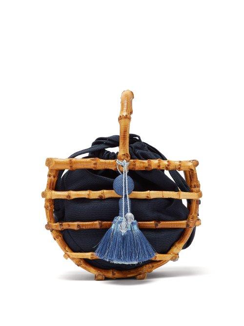 Matchesfashion.com Glorinha Paranagua - Luana Bamboo Cage Bag - Womens - Navy Multi