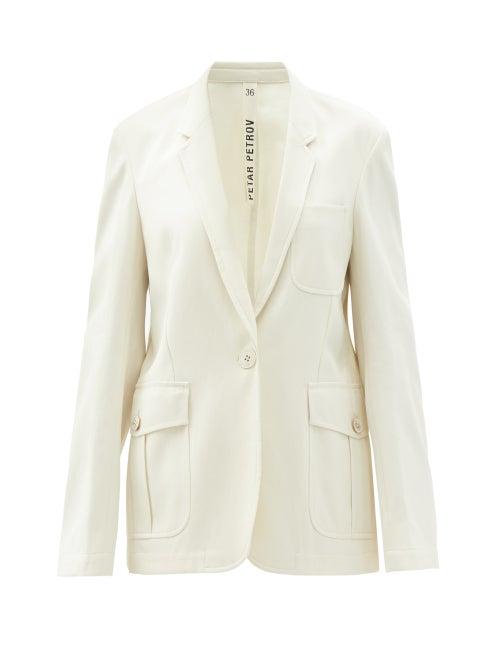 Matchesfashion.com Petar Petrov - Irma Single-breasted Cotton-gabardine Jacket - Womens - Ivory