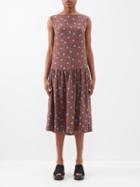 Caro Editions - Heather Floral-print Silk Crepe Midi Dress - Womens - Brown Multi