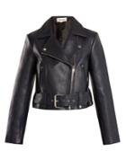 Diane Von Furstenberg Cropped Leather Biker Jacket