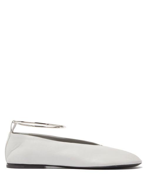 Matchesfashion.com Jil Sander - Leather Ballet Flats - Womens - Grey
