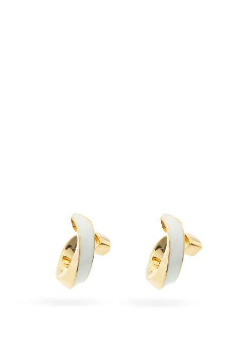 Matchesfashion.com Bottega Veneta - Twisted 18kt Gold-plated Silver Earrings - Womens - Gold Multi