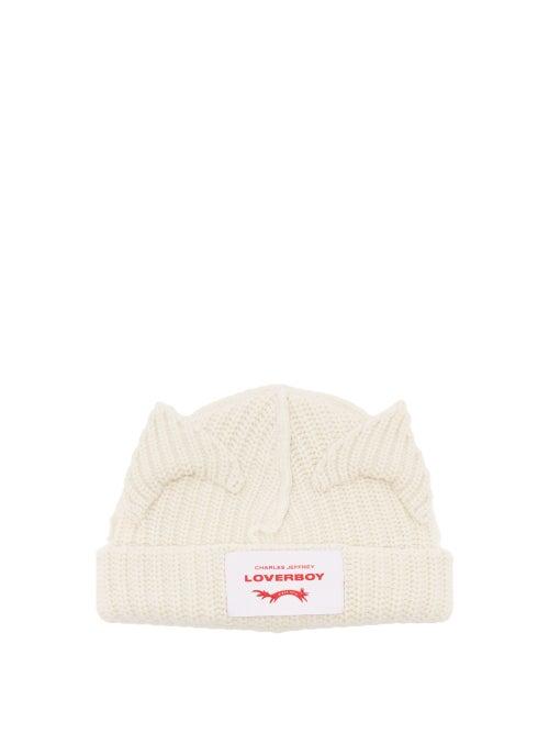 Charles Jeffrey Loverboy - Ears Wool-blend Beanie Hat - Womens - Cream